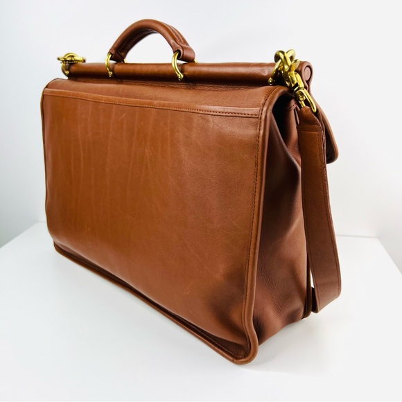 Coach British Tan 5266 Vintage Beekman Leather Brass Messenger Briefcase - Picture 7 of 13